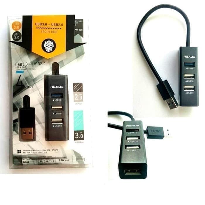 USB HUB REXUS RXH-320 4Port With USB 2.0 &amp; 3.0 Original | ITECHBALI