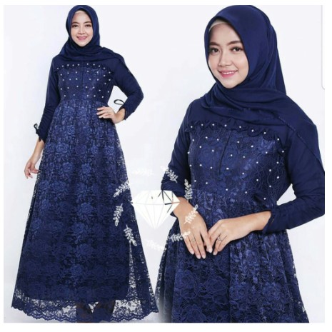 TERLARIS Ashanty Gown baju pesta Brokat Tabur mutiara velvet