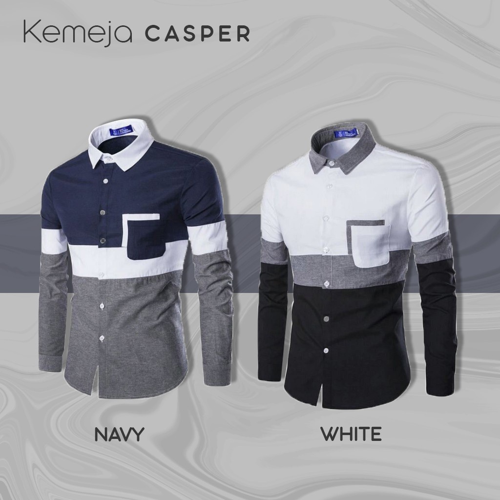 HipNop JASPER KEMEJA PRIA LENGAN PANJANG SLIMFIT ATASAN LENGAN POLOS PAKAIAN COWOK FORMAL KASUAL