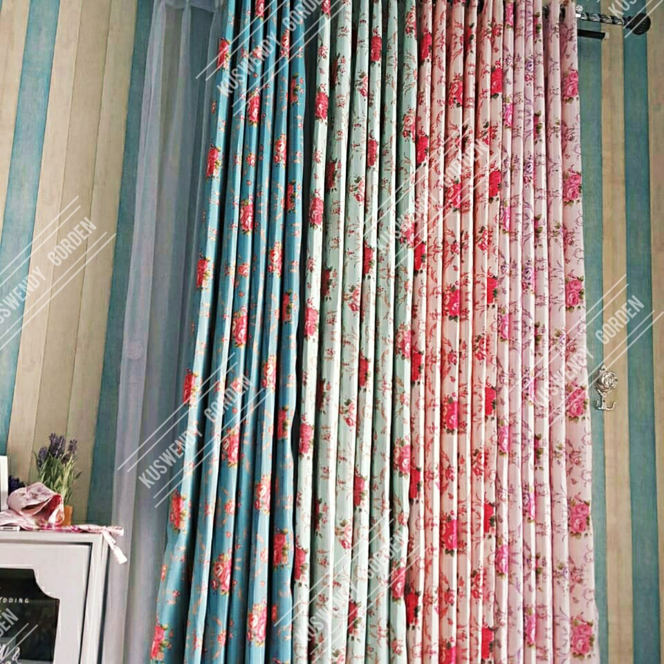 Gorden Blackout Shabby 100 x  275 cm Tinggi 2.75 meter Hordeng Jendela Pintu Tirai Bunga Minimalis