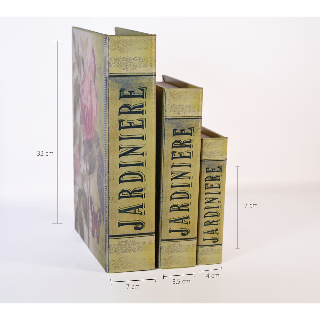 Pajangan Kotak Model Buku Palsu Jardiniere/Hiasan Lemari/ Set Isi 3