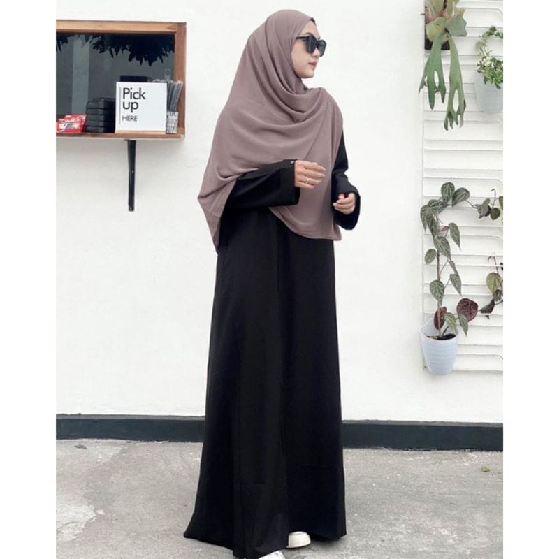 GAMIS ABAYA TURKI POLOS HITAM WANITA BUSUI SIMPEL TERBARU CANTIK