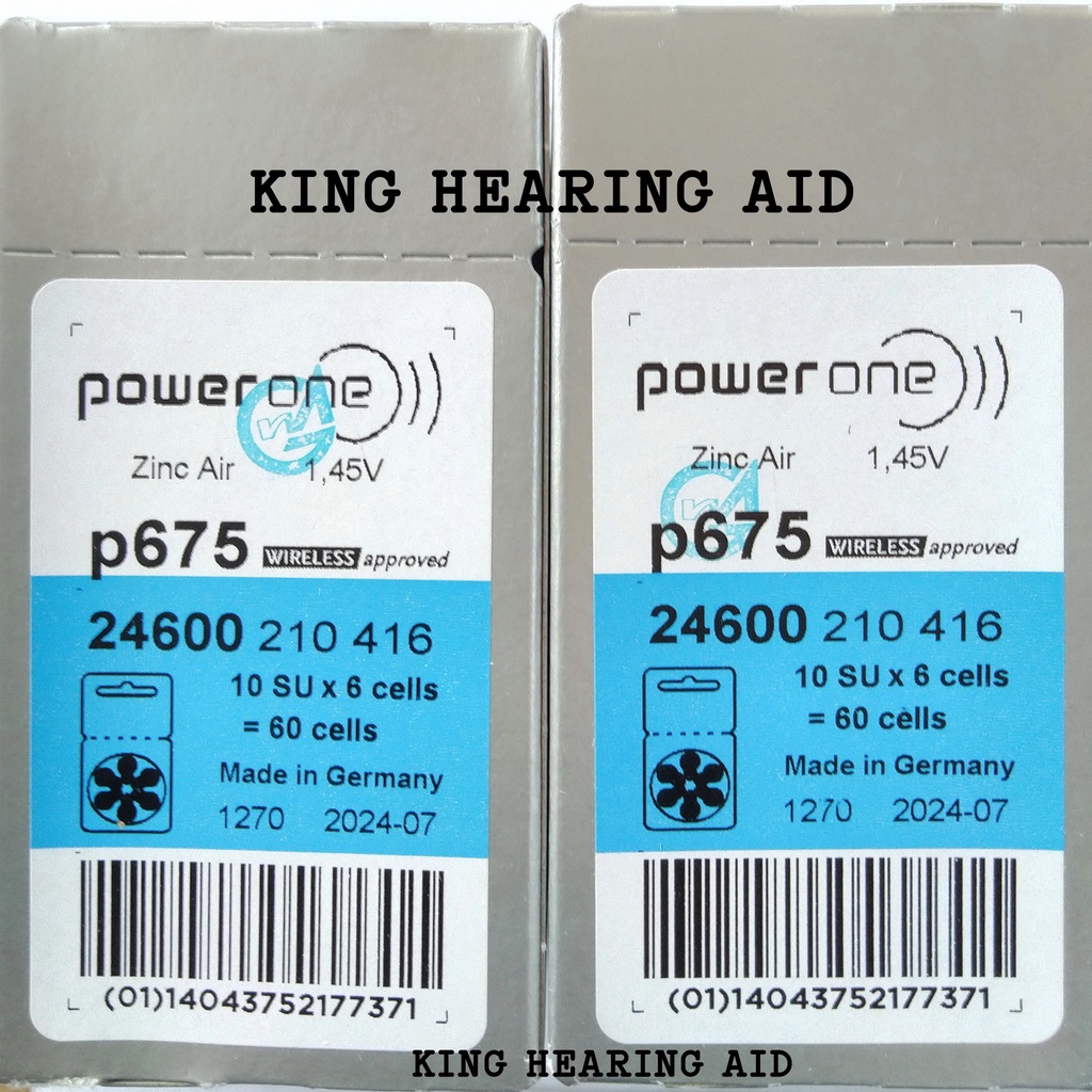 Baterai Alat Bantu Dengar POWERONE p675 batu alat dengar hearing battery made in germany replacement PR44 AG13 LR44 zinc air batteries size 675 batere alat bantu dengar power one p675 baterai Alat Pendengaran batre powerone baterai 675