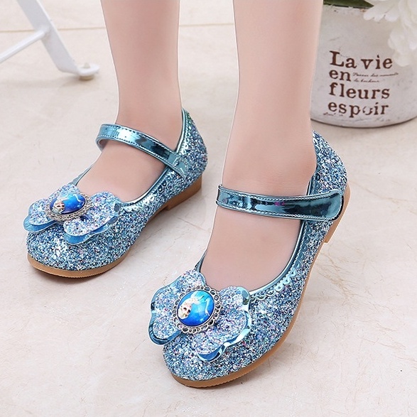 [PRINCESS KESLI] SIZE(25-32) Sepatu pesta FROZEN ELSA Anak perempuan/sepatu princess party anak cewek import/kado ulang tahun anak perempuan sepatu Berkilau