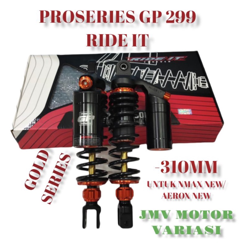 SHOCK/SHOCKBREAKER BELAKANG RIDE IT GP-299 PROSERIES GOLD SERIES 310MM AEROX NEW/NMAX NEW