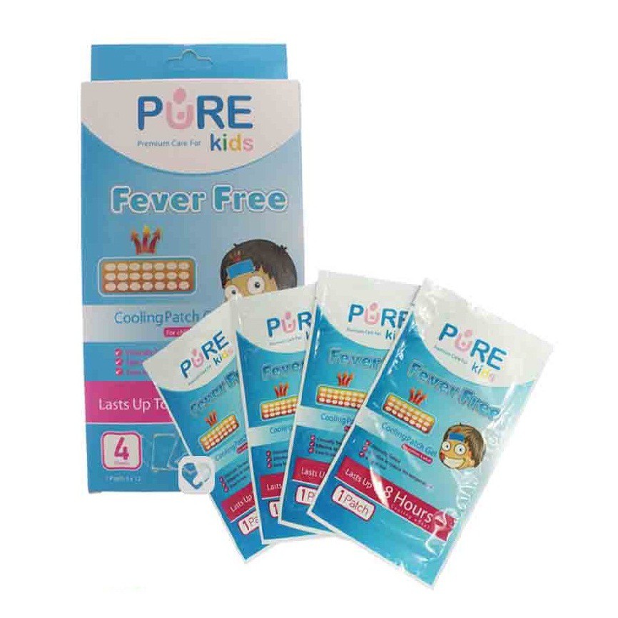 Pure Kids Fever Free Cooling Patch Gel Kompres Penurun Panas Anak Isi 4