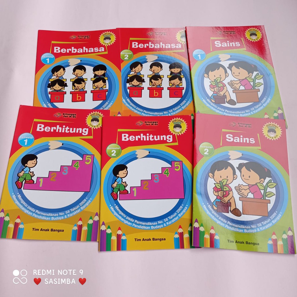 ERLANGGA FOR KIDS BUKU AKTIVITAS ANAK TK B BERHITUNG BAHASA SAINS SEMESTER 1 DAN 2