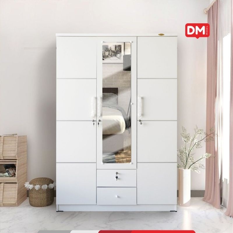 Lemari Pakaian 3 Pintu LPP 32 LR White - DM Mebel