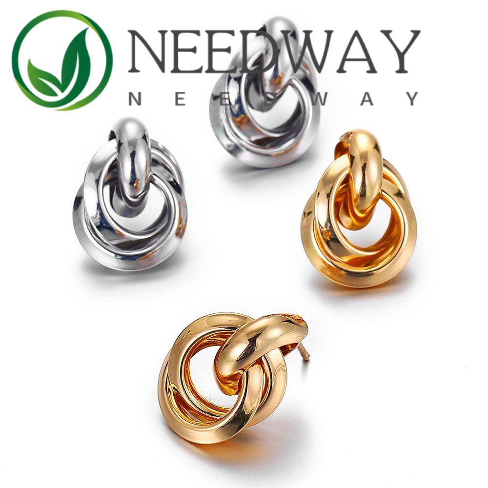 Needway  Gift Drop Earrings For Women Fashion Accessories Stud Earrings Trendy Party Wedding Silver Gold Color Geometric Simple Jewelry/Multicolor