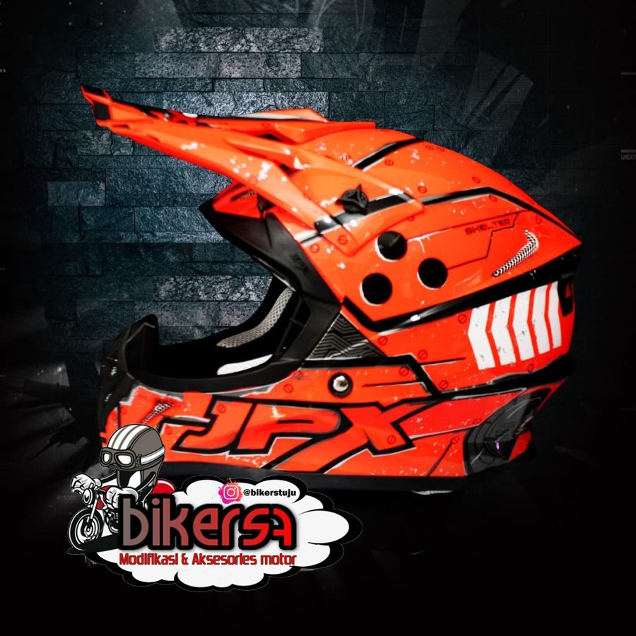 Helm Cross JPX FOX1 X 20 TITAN FLO Merah Glossy helm full face