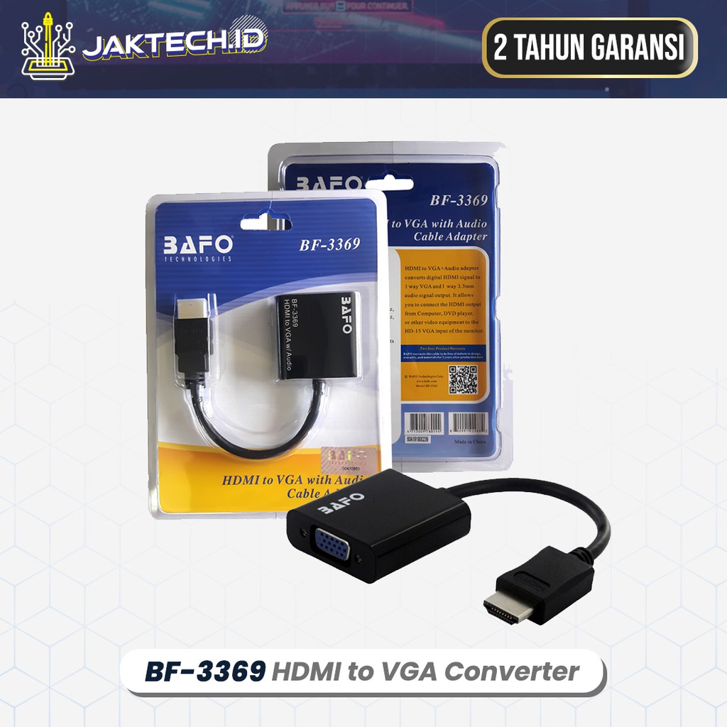 Kabel HDMI to VGA Converter Audio Kabel Adapter - BAFO BF-3369 BF3369