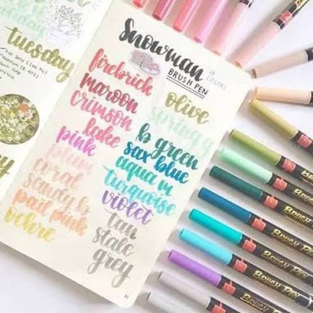 

TERMURAH PAKET 36 WARNA SNOWMAN BRUSHPEN BRUSH PEN KUAS SPIDOL KALIGRAFI WARNA