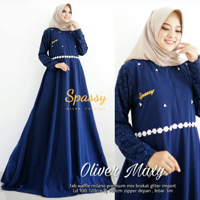 Oliver maxy by spassy | gamis simple | gamis busui | dress polos pesta | baju kondangan syari mewah