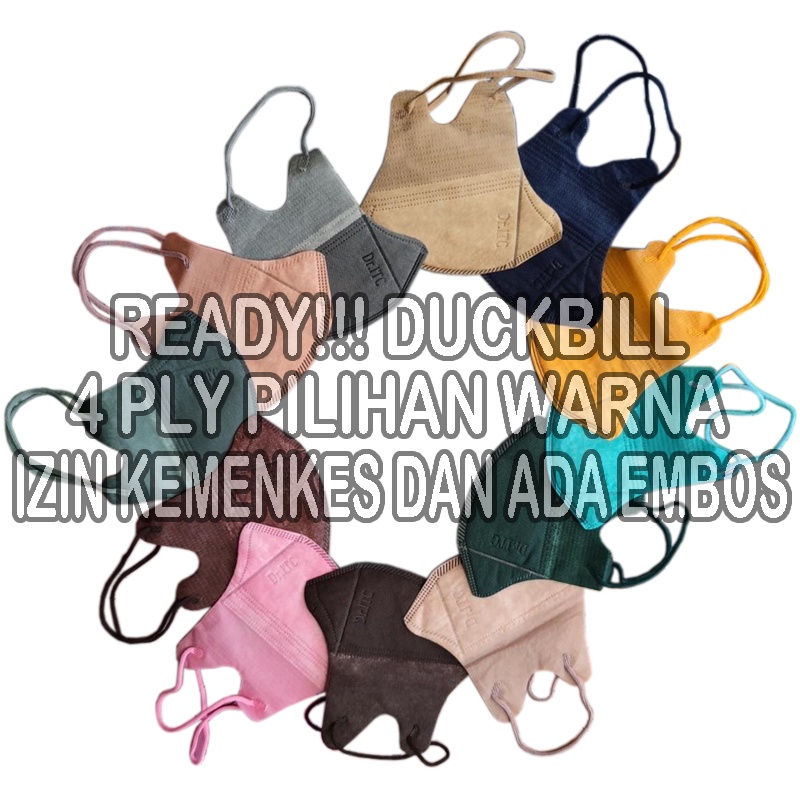 Masker Duckbill Protective 4 Ply Isi (10 pcs) Face Mask Duckbill Garis Embos Warna Warni