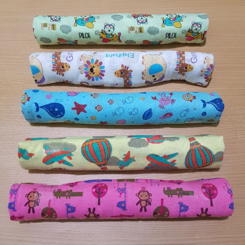 ECER PER PCS Bedong bayi bahan kaos motif printing lucu lebar jumbo 100x90 cm