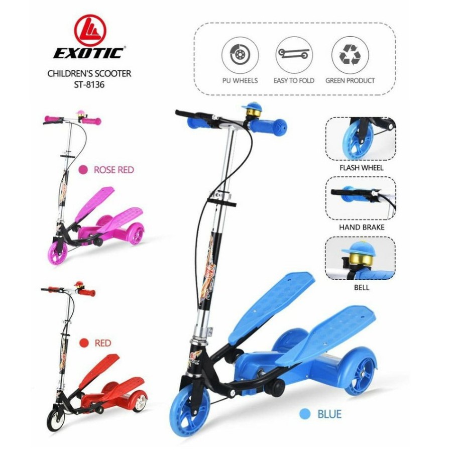 Scooter Skuter Anak Otoped Exotic ST8136 Roda 3 Pedal Ganda Bisa di Lipat  By Pacific-2