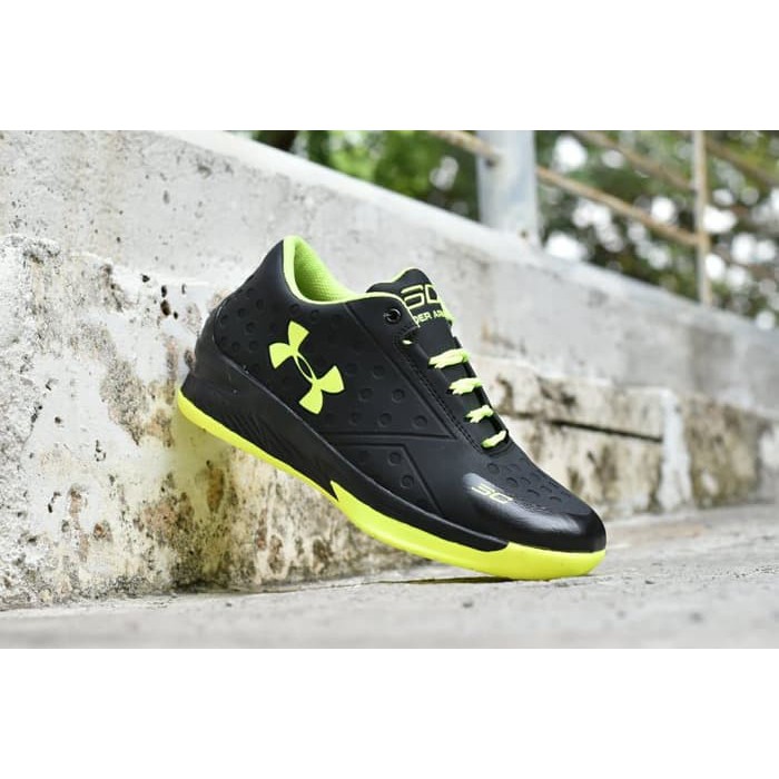 Sepatu Sport Under Armour Curry One Hitam Hijau Stabilo - Running Pria