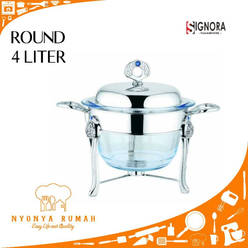 Signora Wadah saji round 4 liter/Alat catering/Alat prasmanan