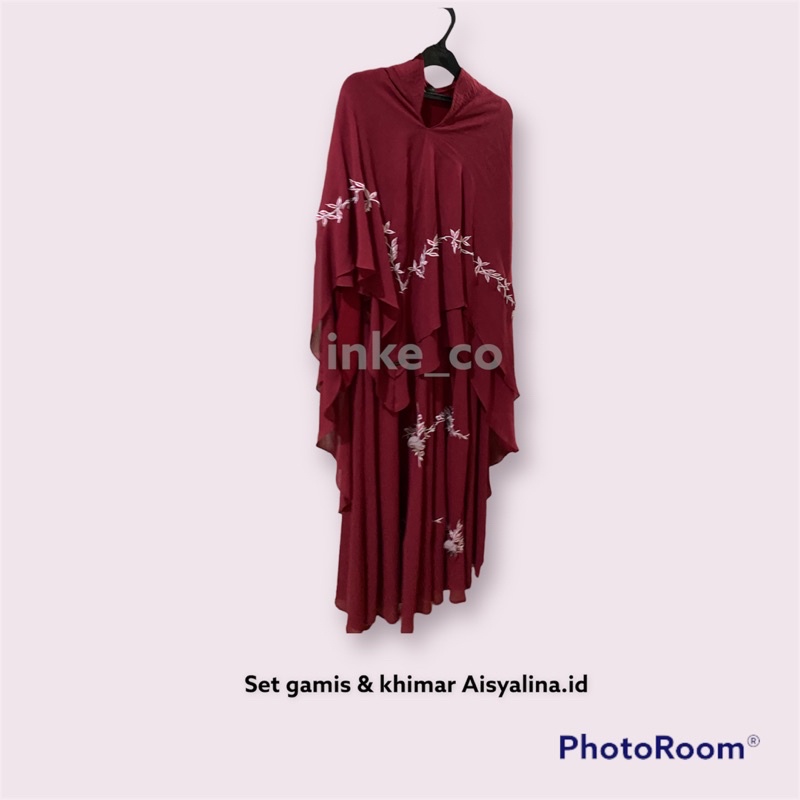 preloved Aisyalina Rosy syari set gamis & khimar - Aisyalina.id