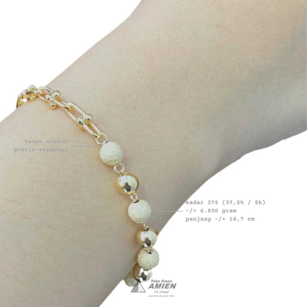 Toko Emas Amien Gelang Emas Asli UBS Kadar 375 (37,5% / 8K) 6.830 Gram - Bracelet Rantai Hardware Bo