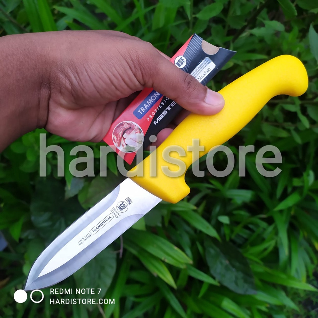PISAU TAJAM 2 SISI TRAMONTINA 10 CM DOUBLE CUTTING 24600/053 YELLOW ORIGINAL BRAZIL