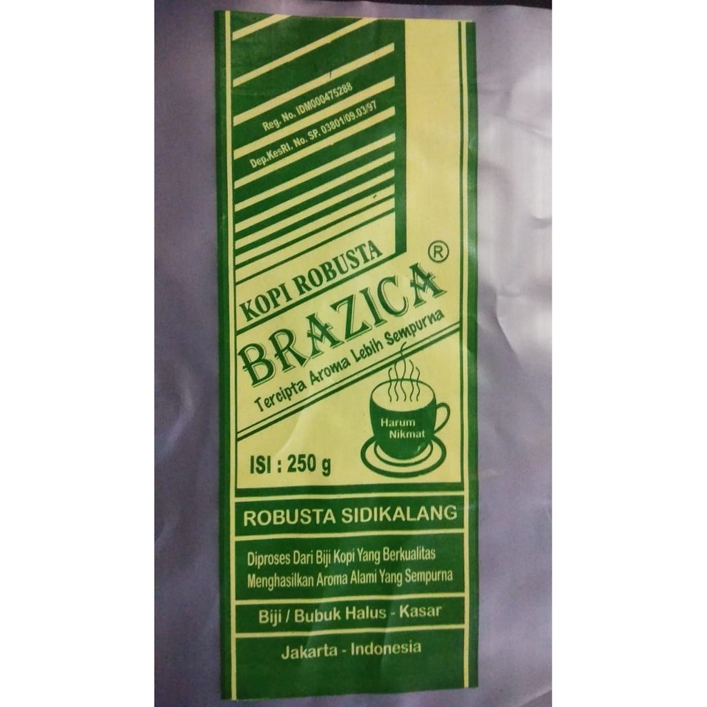 

Kopi Robusta Sidikalang 250 gram Merek Brazica " Super Quality " ( Biji / Bubuk )