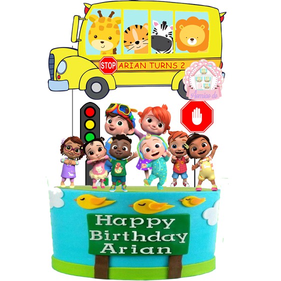 THE WHEELS ON THE BUS Cake topper