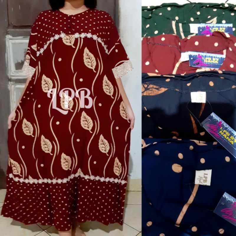 Daster Arab Jumbo Motif Kombinasi Daun Rayon Super