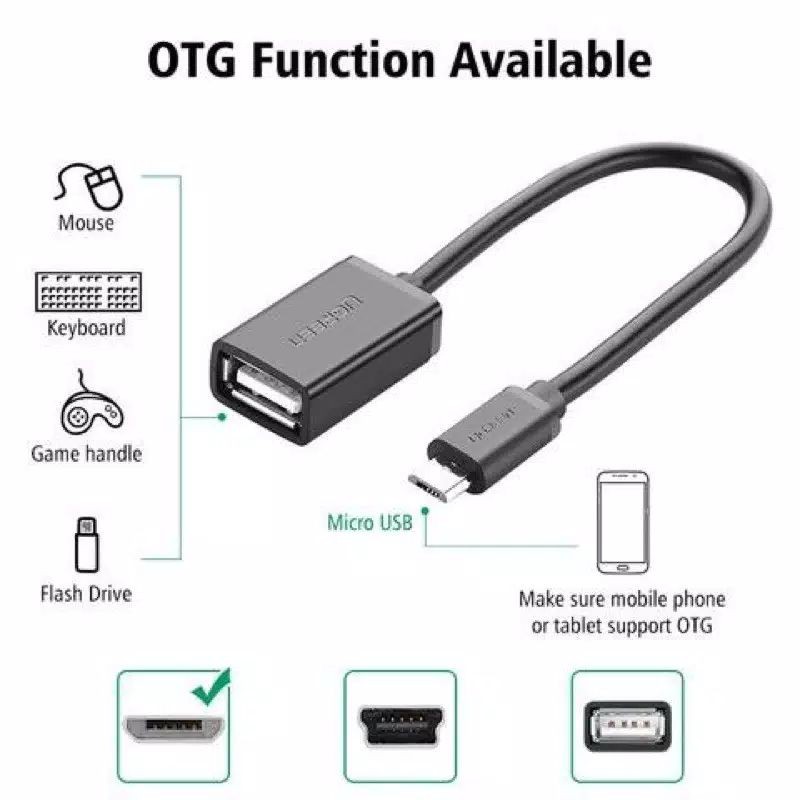 Kabel Data OTG Type C Micro USB Port Cable Connector to Konektor Printer Phone Laptop PC Notebook FlashDisk