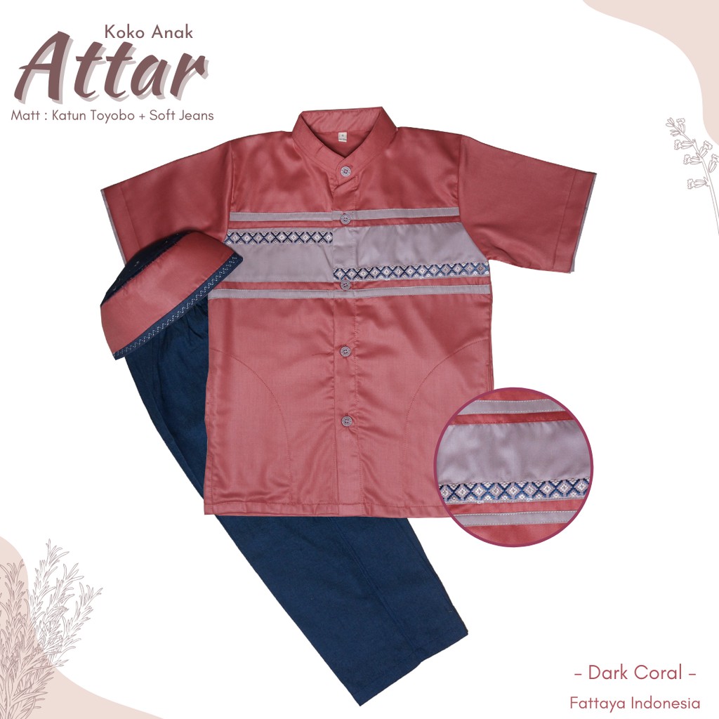 Fattaya Premium Koko Anak Attar - Baju Muslim Laki-laki Busana Putra Islami untuk Buah Hati Setelan 