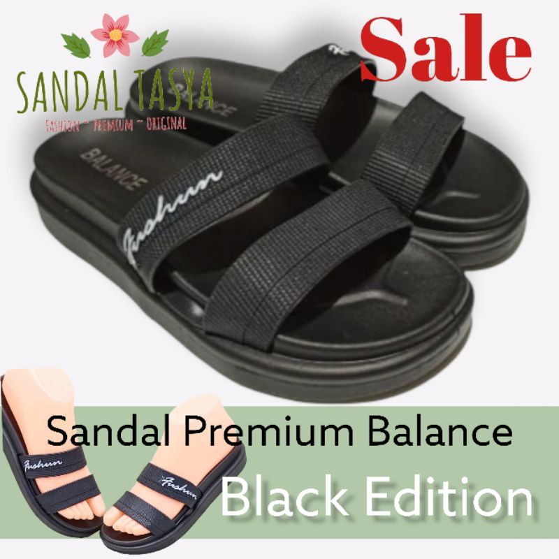 Sandal Jelly Wanita Import Balance Fashion 840 Korea Terbaru Selop Karet Empuk Hitam