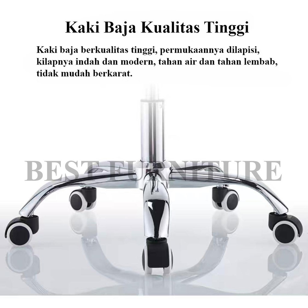 Best Kursi Staff Kursi Kantor Kursi Multifungsi Speks Hidrolik dan Kaki Stainless