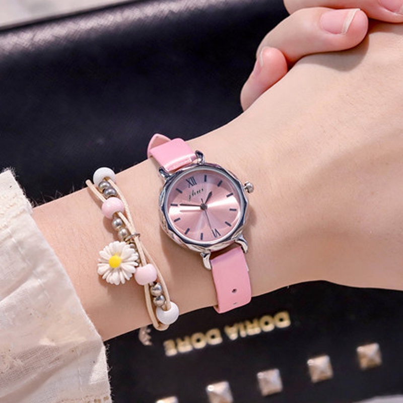 SANGCAKRA COD - Jam Tangan Casual Wanita Kecil Strap Pu Dial Bulat Romawi Korean Import Trendy Kekinian - JW20