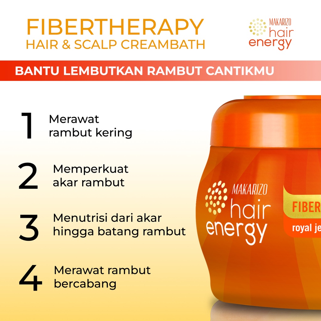 PAKET ISI 2 - Makarizo Hair Energy Fibertherapy Hair & Scalp Creambath Royal Jelly 500 mL-3