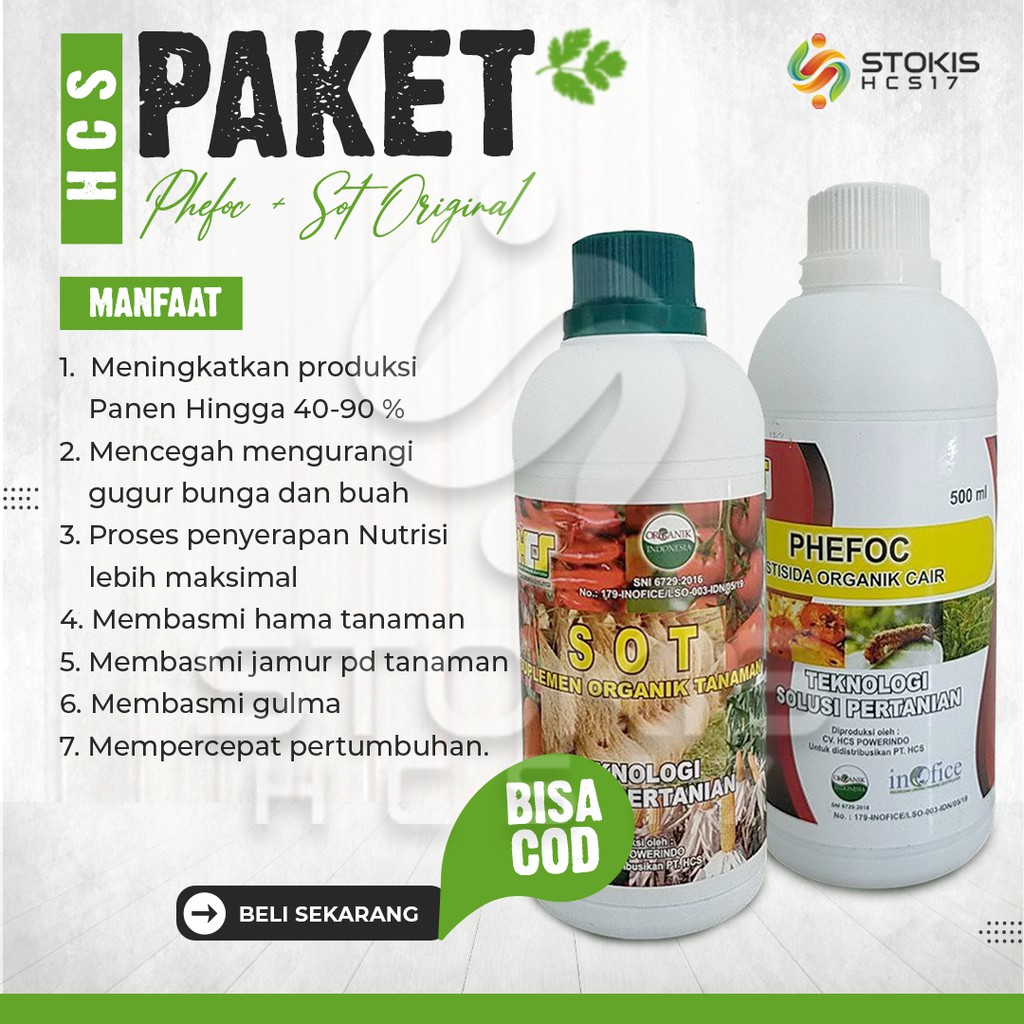 Paket Pertanian Organik Pupuk SOT dan Phefoc HCS Pestisida Herbisida Fungisida Organik Cair