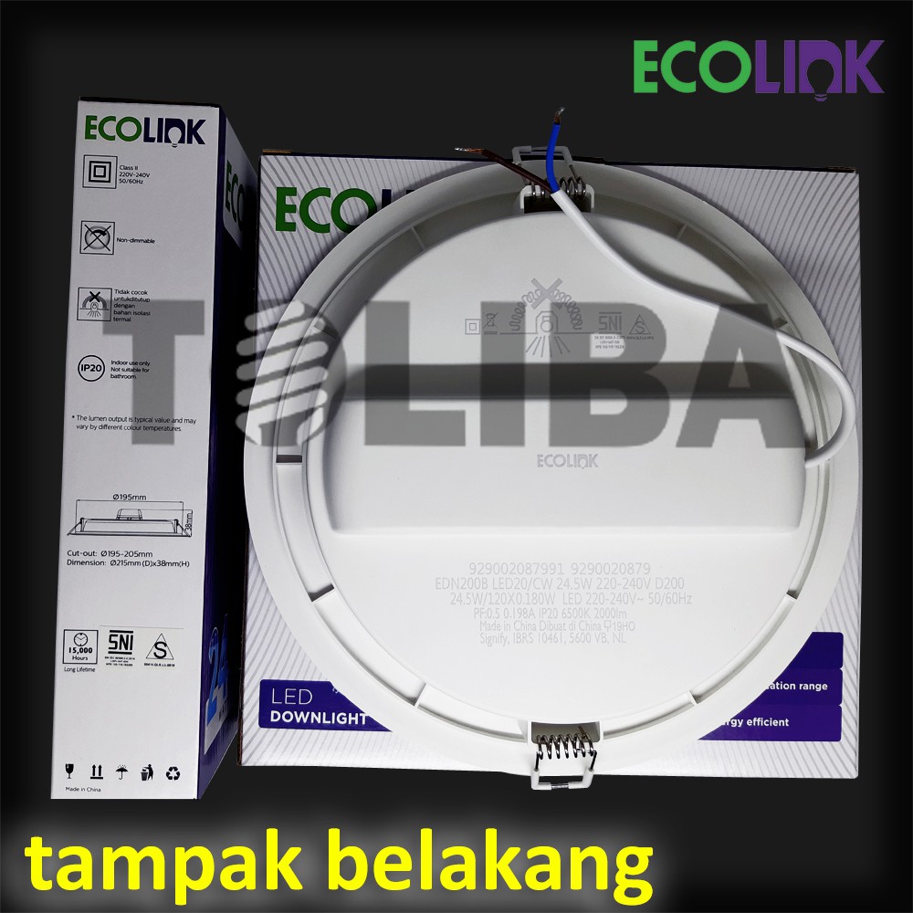 lampu downlight led ecolink 24,5 w 24.5watt 24,5w 24.5 watt / downlight plafon / putih / kuning sni