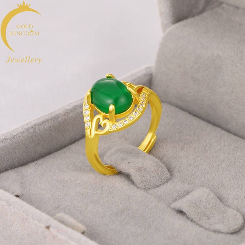 Cincin Lapis Emas Asli Kadar 375 Hias Berlian Imitasi Adjustable Untuk Pasangan