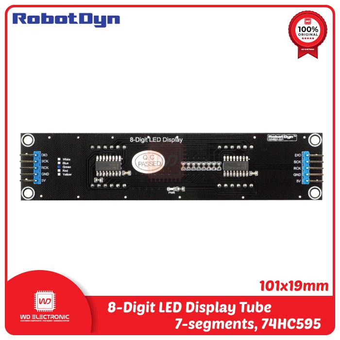 RobotDyn 8 Digit LED Display Tube 7 segments 101x19mm 74HC595