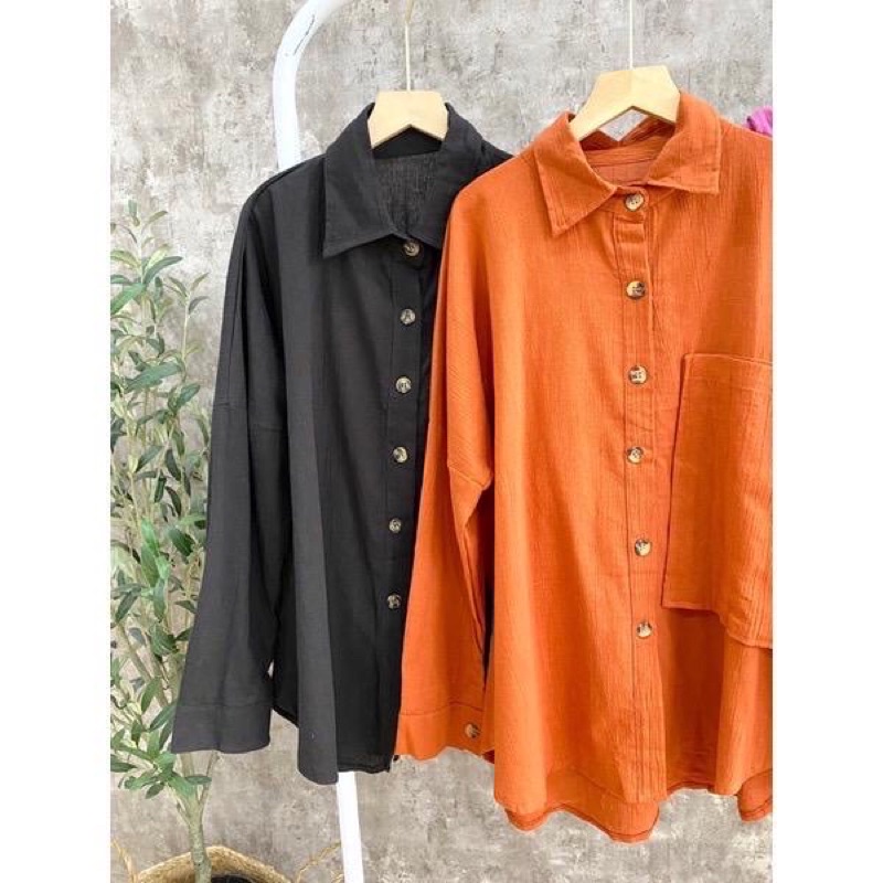 PGMT - TERMURAH BLOUSE CLARA PISSA VIONA JEMIMA TOP / KEMEJA SAKU PANJANG CRINKLE AIRFLOW