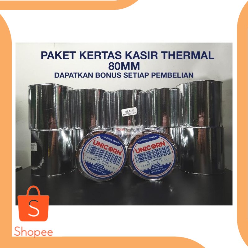 

Unik sparepart Paket Hemat Kertas Kasir Thermal Unicorn 80x80 20 Roll Get F Limited