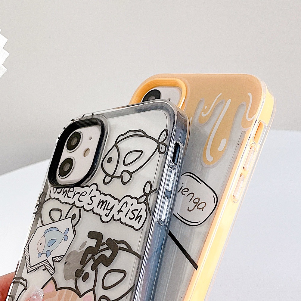 3 In 1 Soft Case Silikon TPU Motif Kartun Kucing Untuk IPhone 13 12 11 Pro Max X XR XS Max 7 8 6 6S Plus