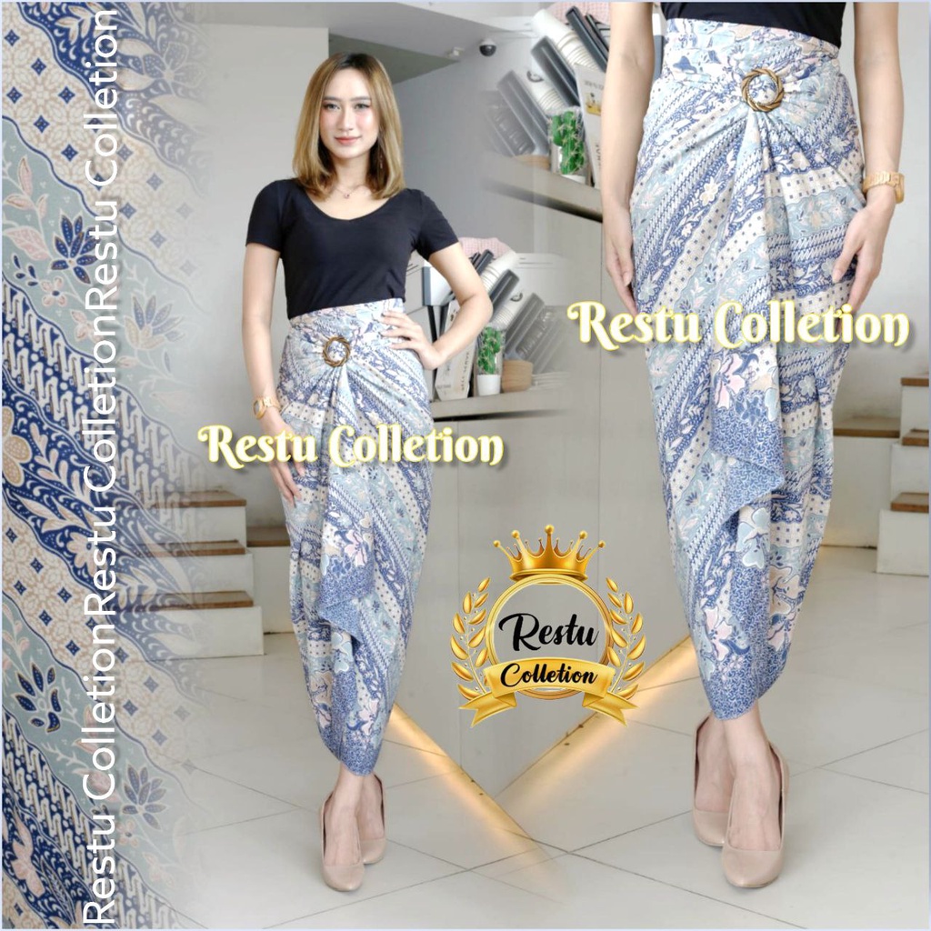 Rok Lilit Motif Batik Pulau Hitam Bawahan Wanita Kebaya Wisuda Kondangan Tunangan Nikahan Bahan Kain Sutra HQ Premium