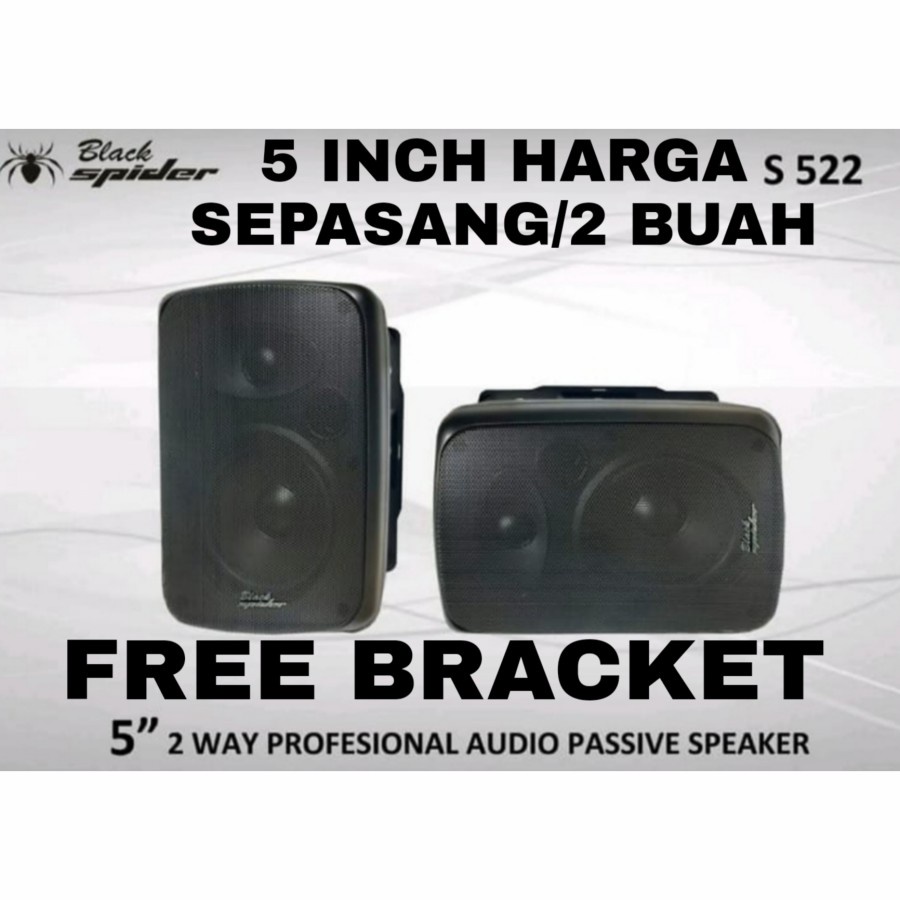 GROSIR SPEAKER BLACK SPIDER 5 INCH S 522 HARGA SEPASANG FREE BRACKET