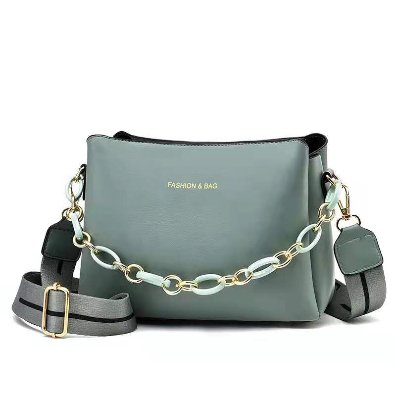 BJ65617 - GRAY/GREEN/KHAKI/PINK/WHITE - TAS SLEMPANG IMPORT MODEL CHAIN TALI RANTAI BESI TAS WANITA FASHION IMPORT MODIS ELEGAN TERMURAH TERLARIS TERBARU BAGSTORE JAKARTA TAS BATAM ZCJ5617