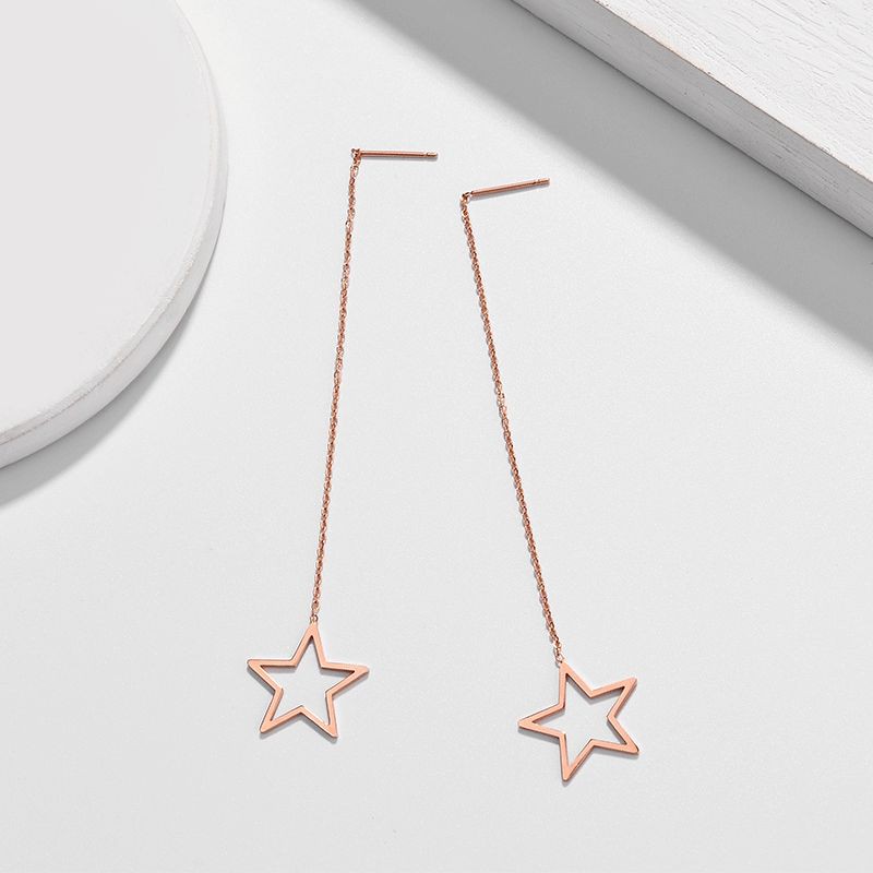 Natalie Star Hollow Earring - Anting Bintang Panjang Fashion Titanium - AT116