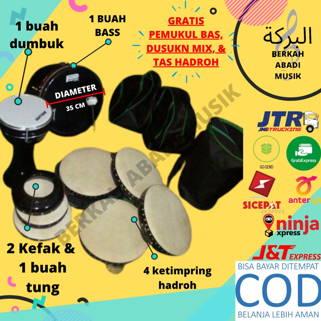 alat musik hadroh habib syekh lengkap satu set 1 set standar murah bisa COD bayar ditempat 1 set ala