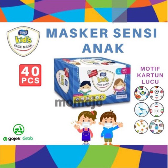 SENSI KIDS FACE MASK SENSI MASKER ANAK 3 PLY HEADLOOP ISI 40 PCS