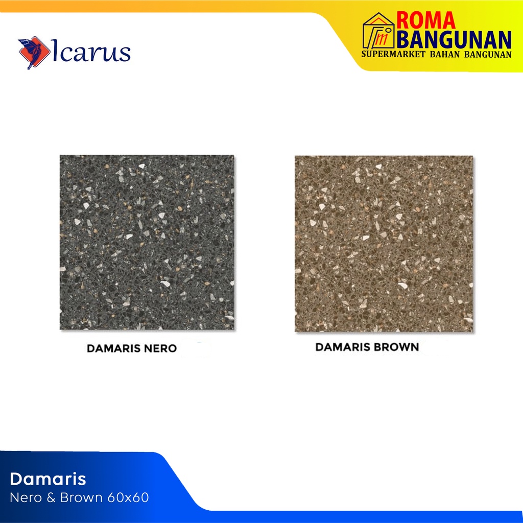 Icarus Keramik Lantai Motif Batu Glossy Damaris Brown Damaris Nero 60X60