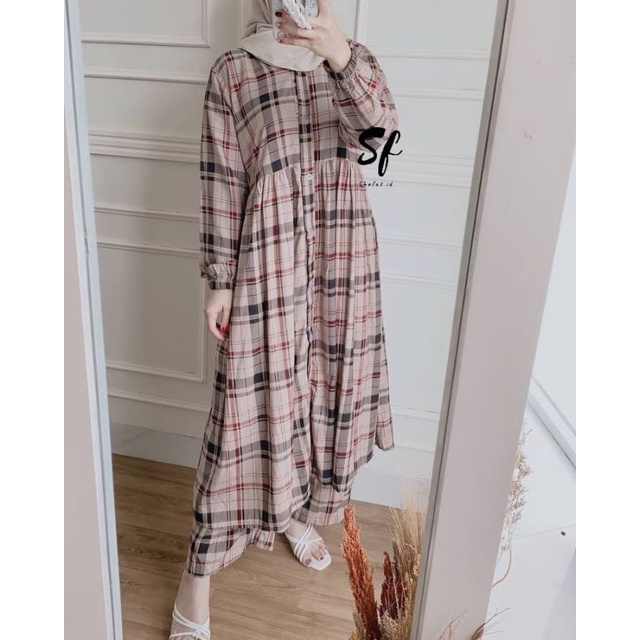 MANDA ONE SET WANITA / SETELAN RAYON DAILY ONE SET BAJU SETELAN PAJIMAS WANITA KEKINIAN-GINORA LONG MOCCA