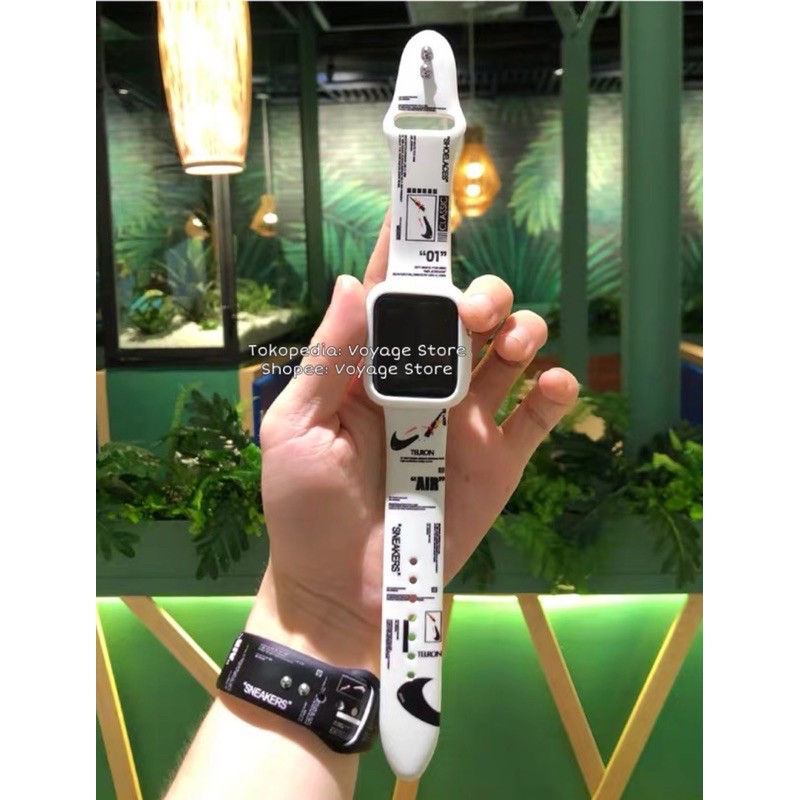 strap rubber apple watch iwatch SE 6 7 2 1 5 series sport 41mm 45mm 40mm 38mm tali jam tangan iwo 12 44mm sport silicon nike air